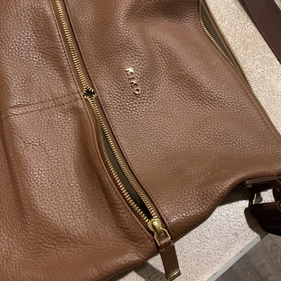 KIKO genuine Pebble brown Leather shoulder crossbody bag adjustable strap - Picture 13 of 16